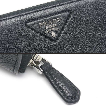 Prada Zip Around Long Wallet Black Leather