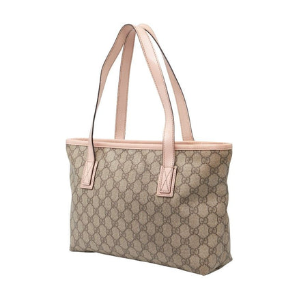 Gucci GG Supreme Handbag Tote Bag 211138 Beige Pink PVC Leather Ladies Gucci