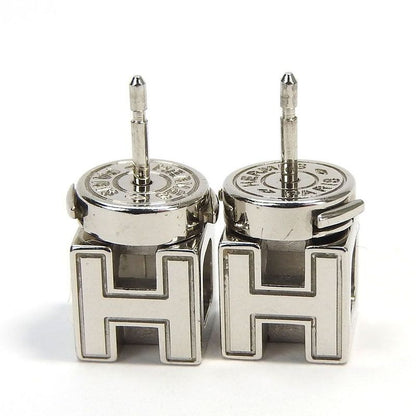 Hermes Earrings Caje De Ashe H Cube Off-white Silver Plated Accessories Jewelry