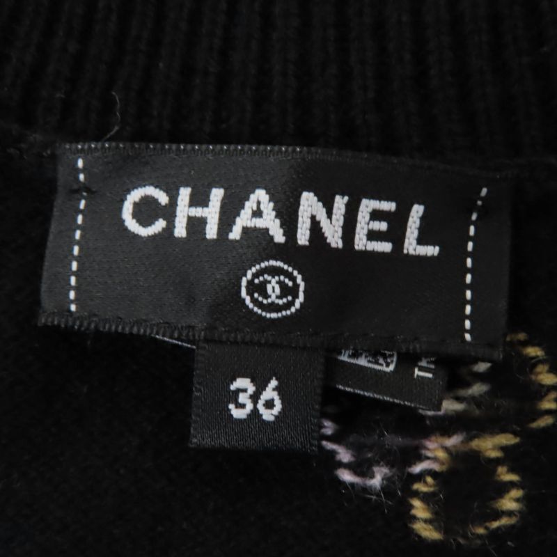 CHANEL 24SS P76928k11094 Cashmere Clover Coco Mark Knit Vest Top Black 36 Made