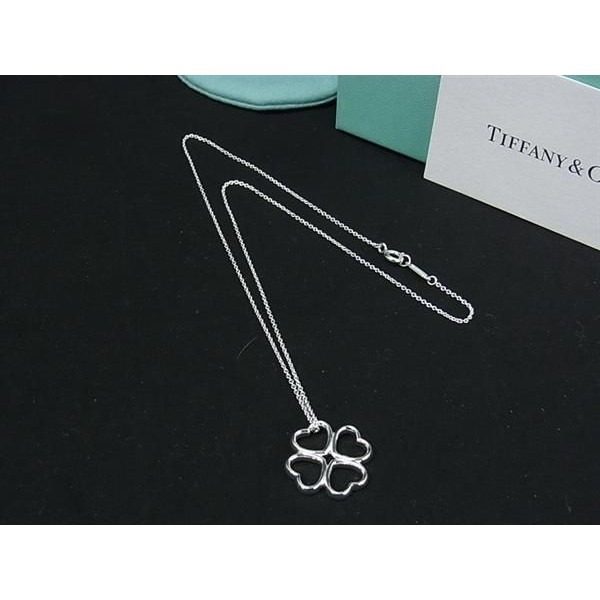 Tiffany & Co Heart Clover Necklace Pendant Silver