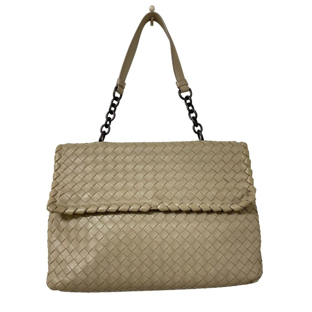 Bottega Veneta Olympia Intrecciato Chain Shoulder Bag Grey