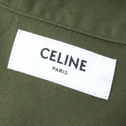 Celine 2c580106k 100% Cotton Triomphe Button Military Shirt Short Sleeve Shirt