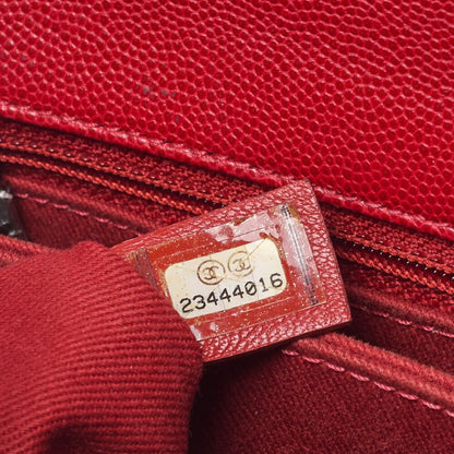 Chanel Chain Shoulder Bag Matelasse Coco Handle 2WAY Handbag Caviar Skin Red