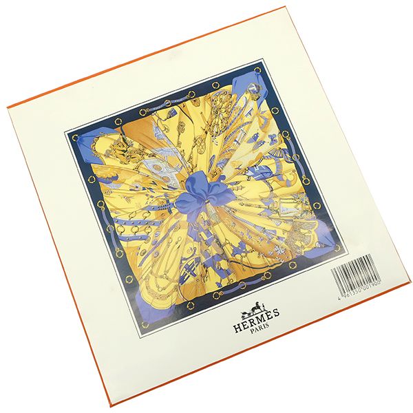 Hermes Scarf Carre 90 Carre Silk Blue Navy and Gold Unused [soleil de Soie Silk