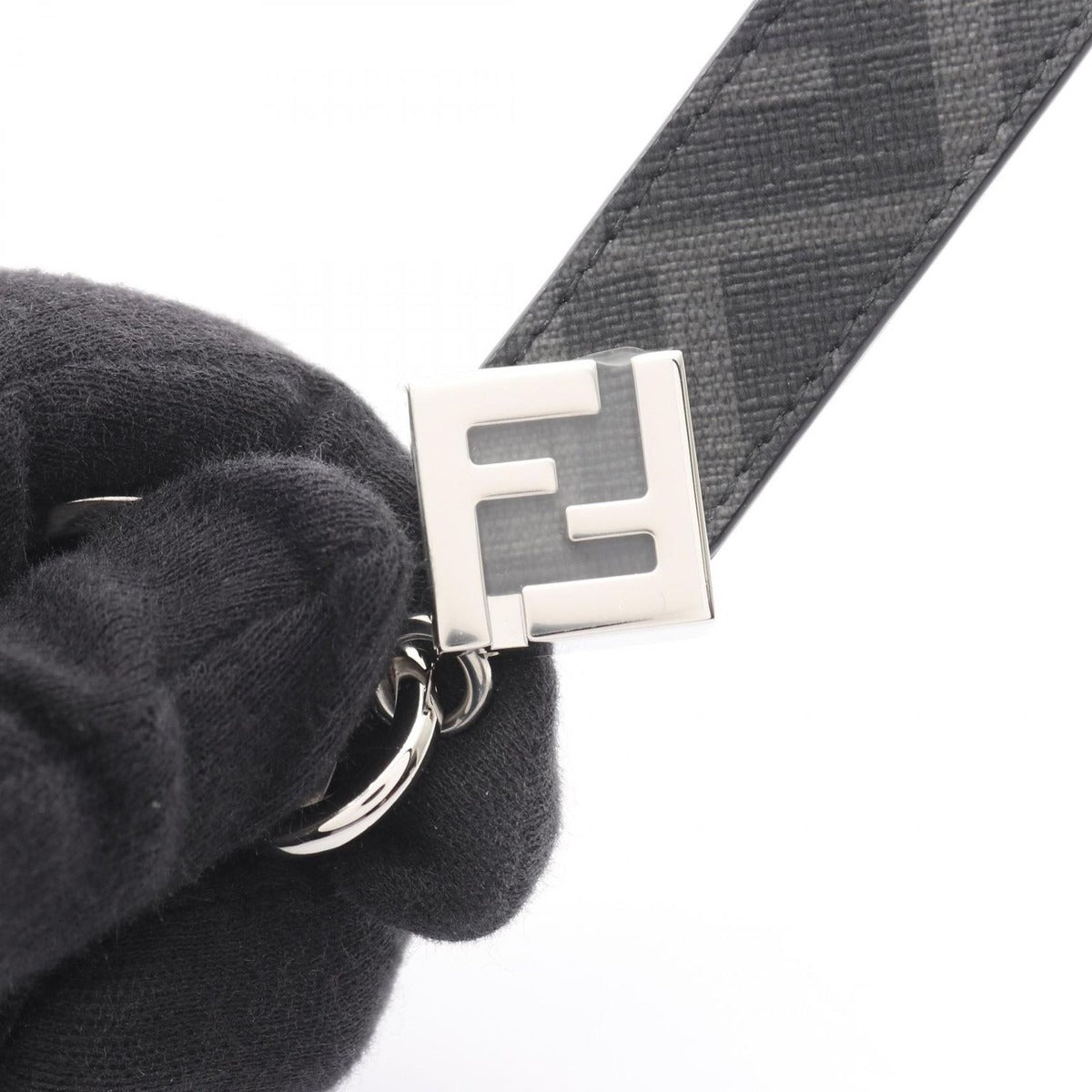 Fendi Key Holder FF Square Zucca Black Ring — view 4