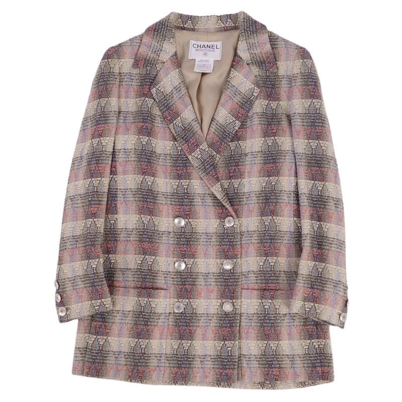 Chanel 98 P Jacket Tailored Double Breasted Coco Mark Tweed Vintage