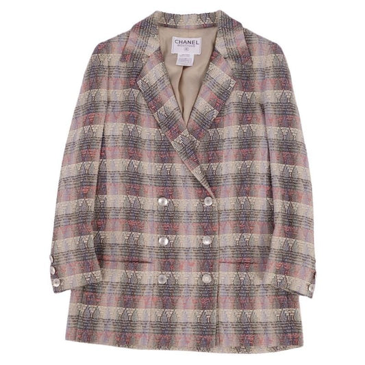 Chanel 98 P Jacket Tailored Double Breasted Coco Mark Tweed Vintage