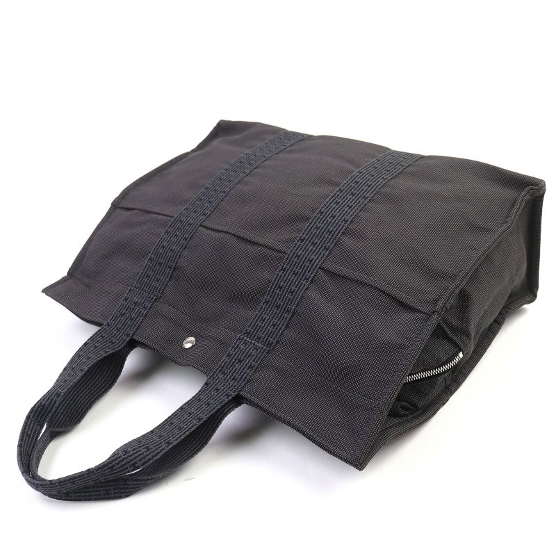 Hermes Yale Line GM Serie Button Canvas Large Shape Tote Bag Boston Bag Gray