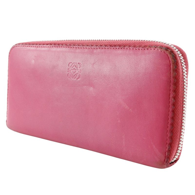 Loewe Anagram Lambskin Pink Women's Long Wallet