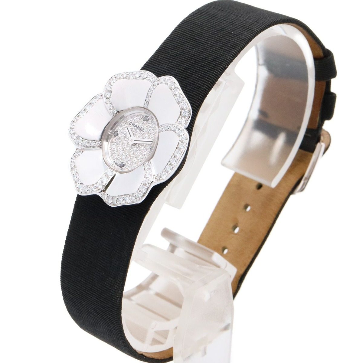 Chanel Watch Camellia Diamond 18k White Gold Leather — view 2