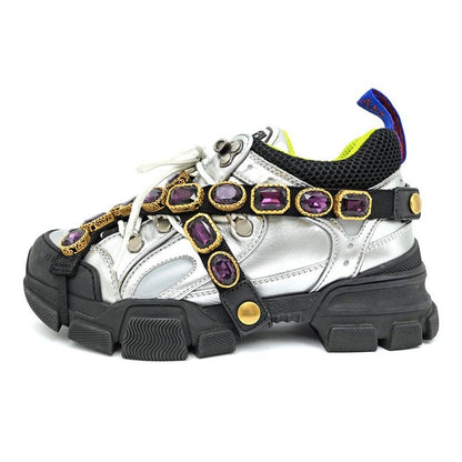 Gucci Flash Trek Bijou Sneakers Removable Silver