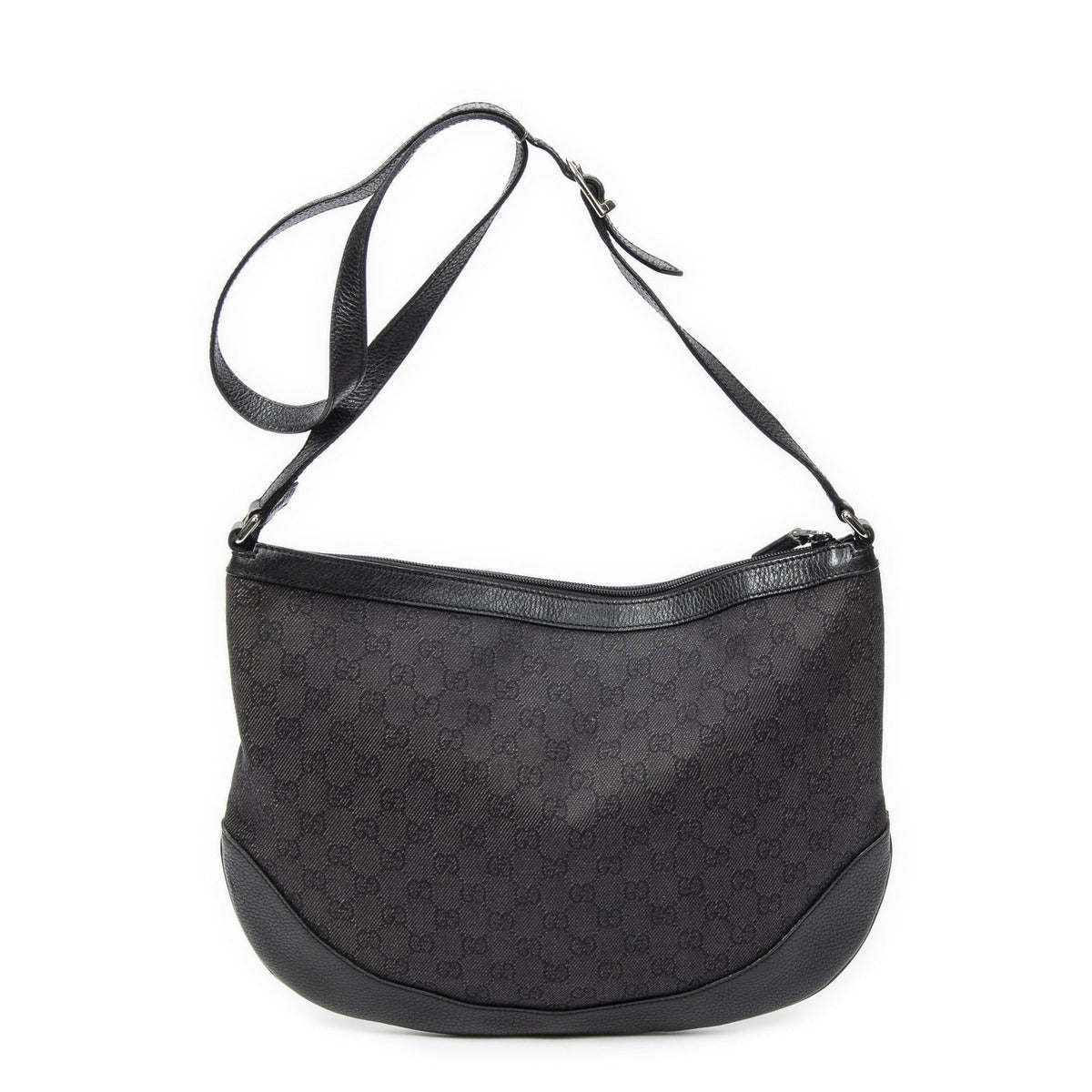Gucci Half Moon Messenger Black GG Denim Canvas Jeans