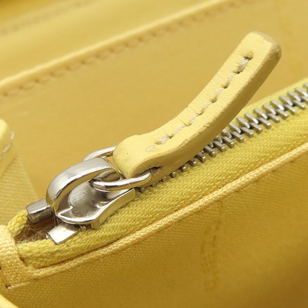 Fendi Long Wallet Robot Face Zip Around Leather Yellow Silver Hardware Round