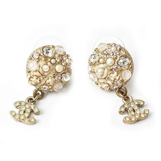 Chanel Circle Pearl Motif Logo Rhinestone