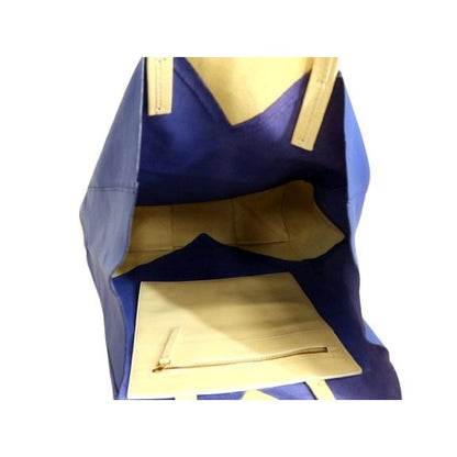 Celine Horizontal Cabas Tote Bag Cream Yellow Blue Calf Leather — view 8