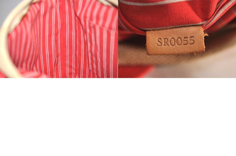 Louis Vuitton Antigua Cabas MM Tote Bag Beige Red M40035 LV 1728n