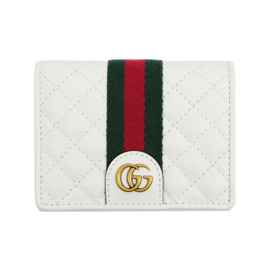 Gucci Sherry Line GG Quilted Compact Wallet White Leather Bifold