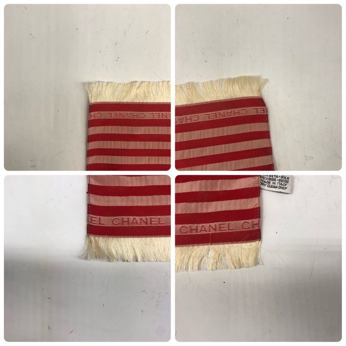 Chanel Shawl Scarf Striped Red CC Logo — view 8