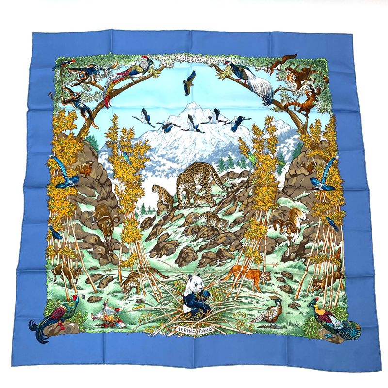 Hermes Carre 90 Sichuan Silk Scarf Blue