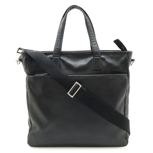 Prada Tote 2-Way Shoulder Bag Crossbody Leather Nero Black Silver