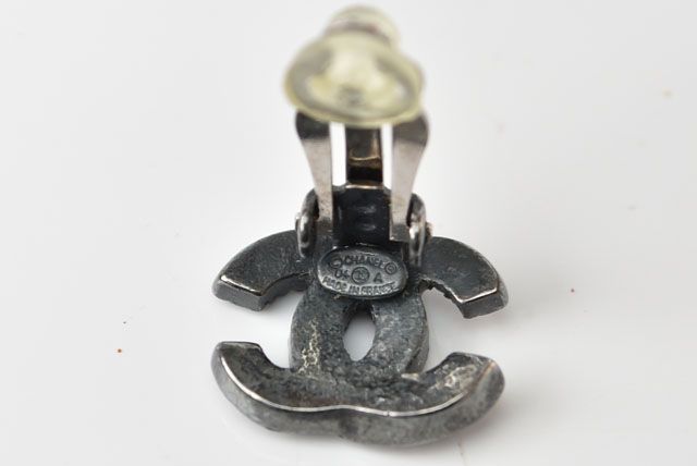 Chanel Earrings Accessories Rhinestone Gunmetal 2302-34