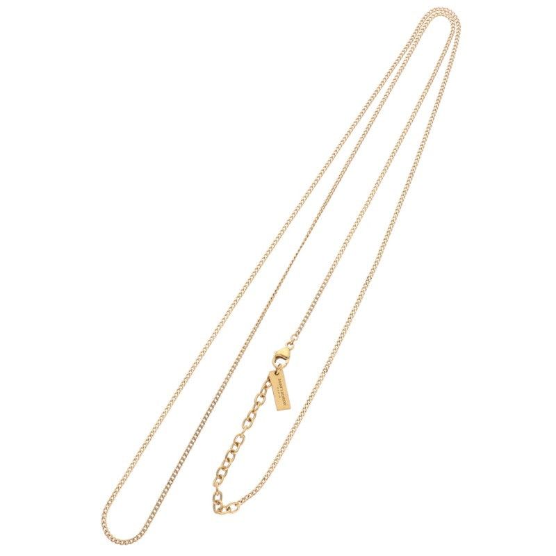 Saint Laurent Paris Logo Plate Chain Necklace Men's