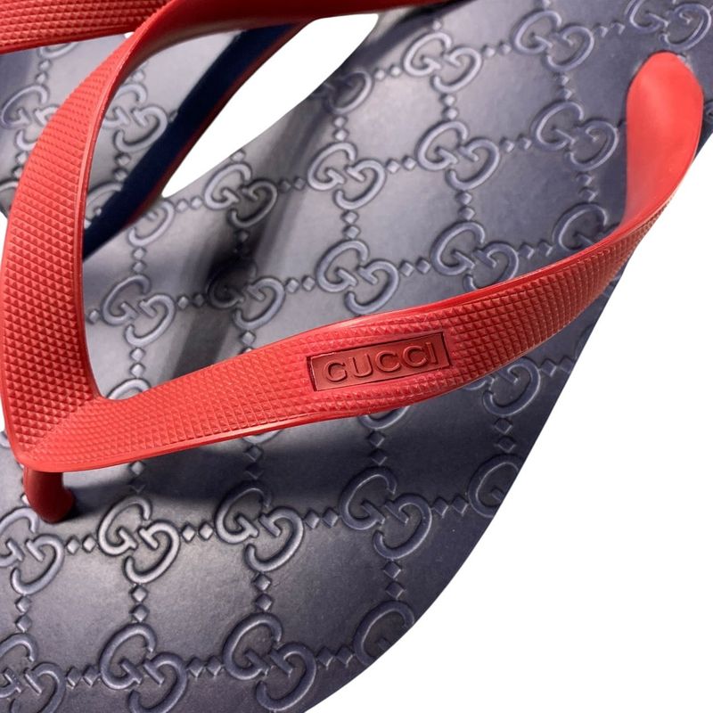 2767 Gucci Flip Flops GG Men's 283029 GG Partan Size 8 Approx 27cm (10.63in)