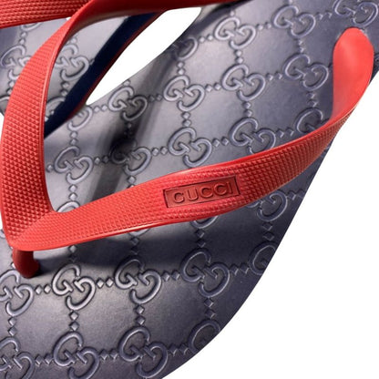 2767 Gucci Flip Flops GG Men's 283029 GG Partan Size 8 Approx 27cm (10.63in)