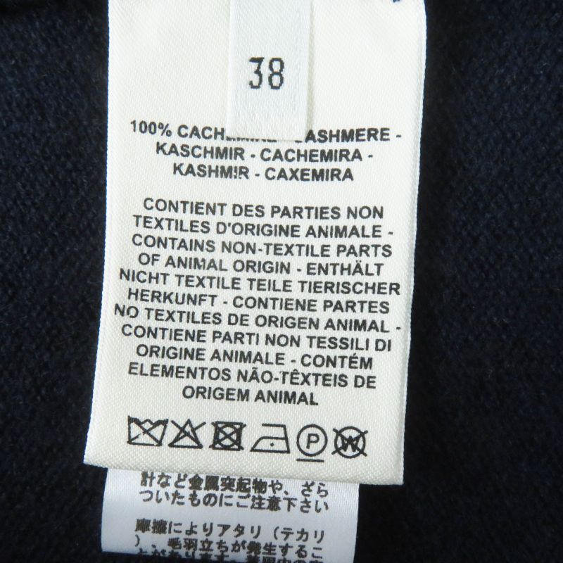 Hermes 21AW 100% Cashmere H Motif With Serie Buttons Long Cardigan Dark Navy