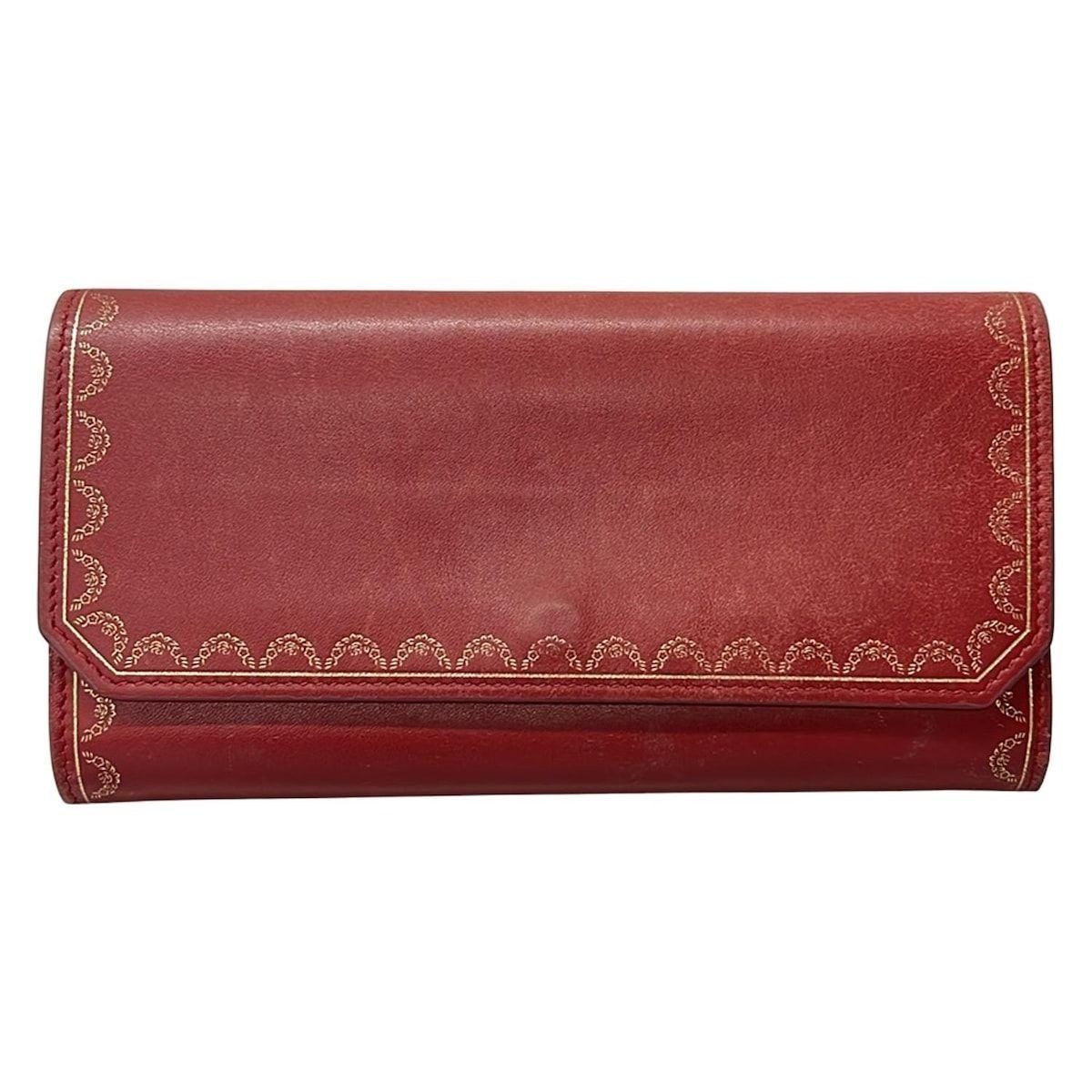 Cartier Wallet Garland de Red Gold Leather