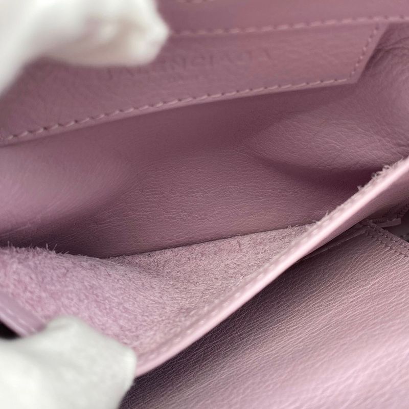 Balenciaga Handbag Shoulder Bag Paper A6 Zip Around 370926 Leather Pink Silver