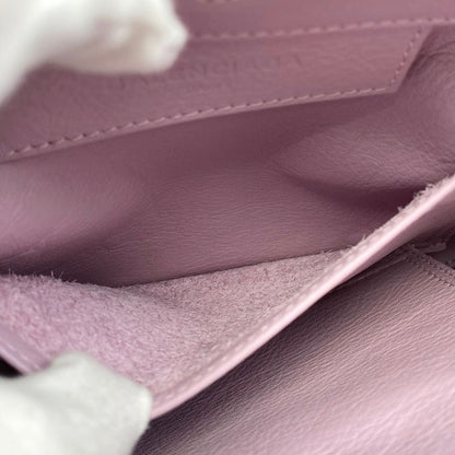 Balenciaga Handbag Shoulder Bag Paper A6 Zip Around 370926 Leather Pink Silver