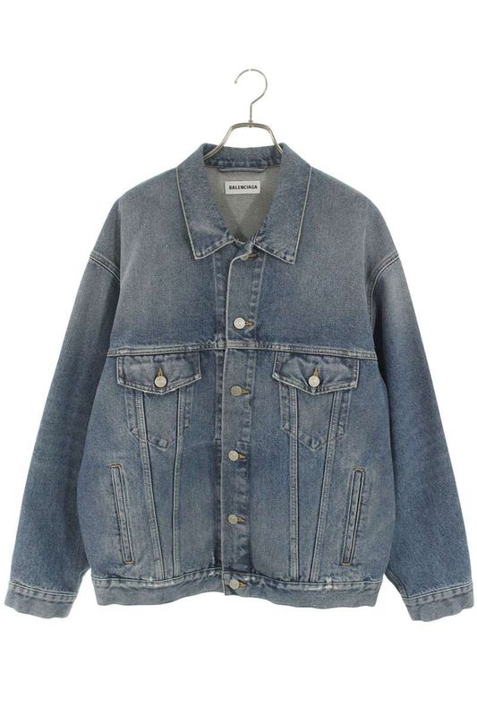 Balenciaga 21SS 683379 Tjw60 Back Logo Stone Denim Jacket Men's 34