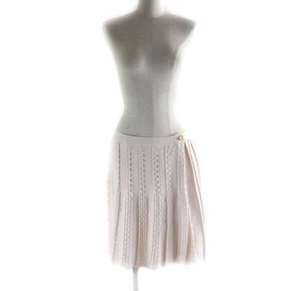 CHANEL P43884 F Knit Pleated Skirt With Pearl Coco Mark Buttons Wrap Skirt