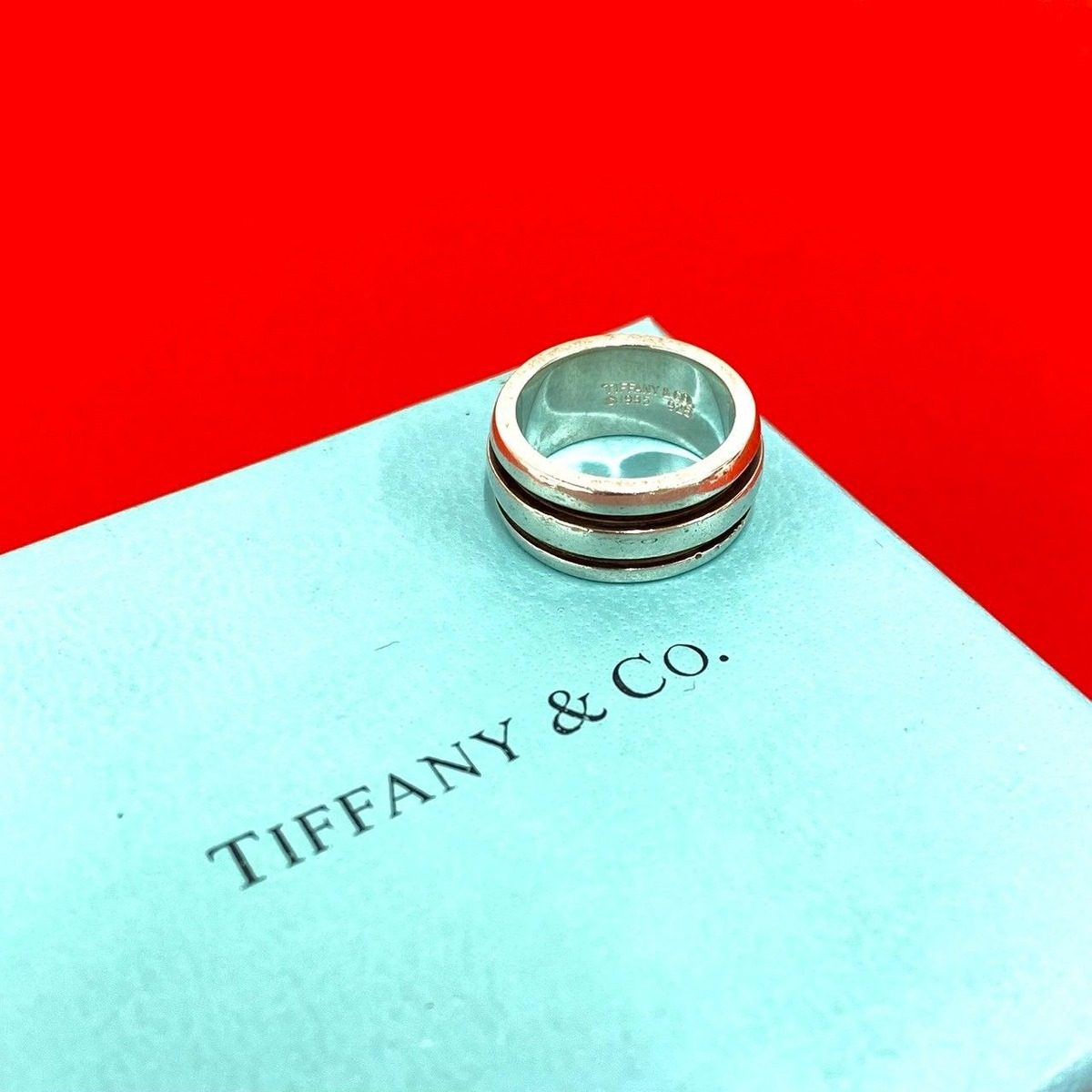 Tiffany & Co Group Double Line 925 Ring Silver