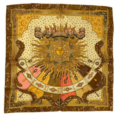 Hermes Scarf Silk Rikire 90 Carpe Diem Enjoy Today Gold — view 2