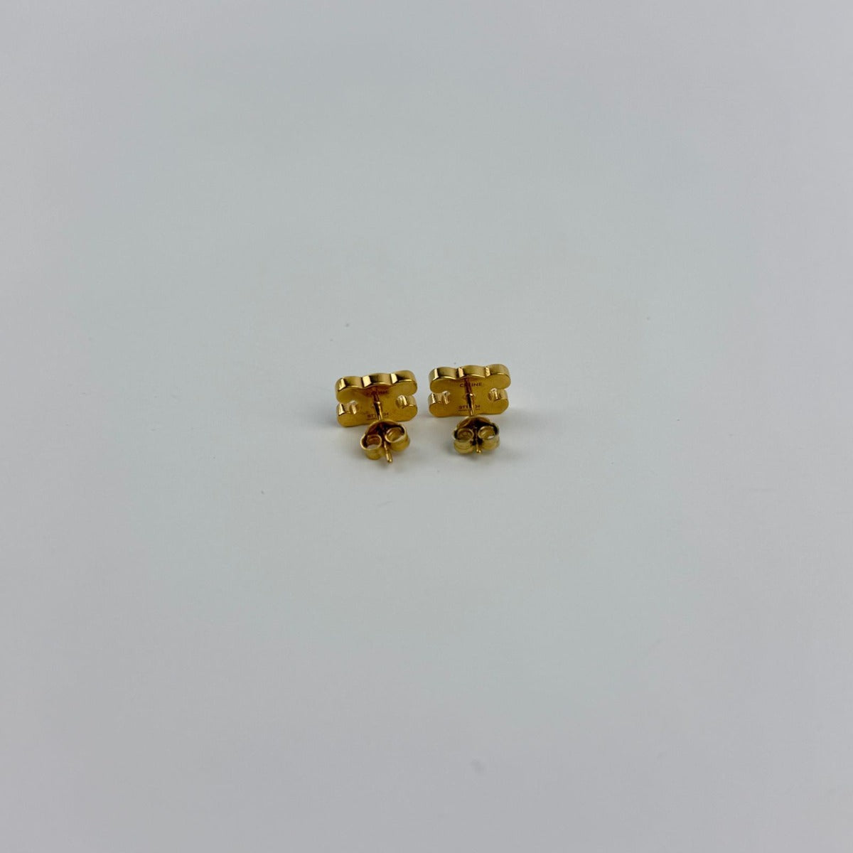 Celine Logo Triomphe Earrings Gold Vintage — view 4