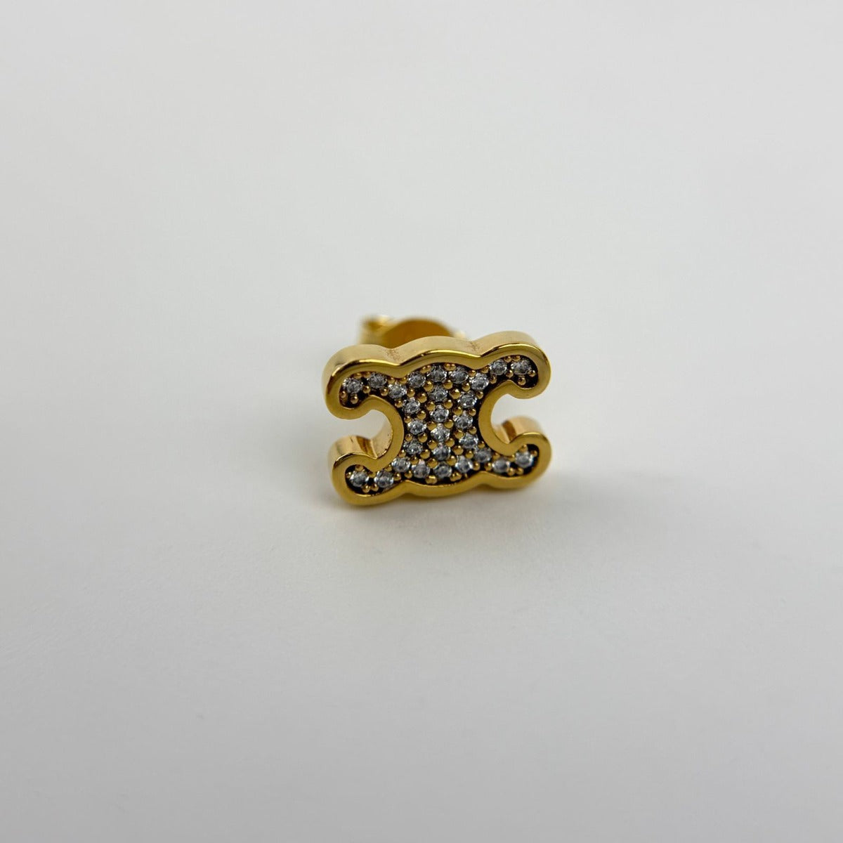 Celine Logo Triomphe Earrings Gold Vintage — view 5