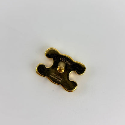 Celine Logo Triomphe Earrings Gold Vintage — view 7