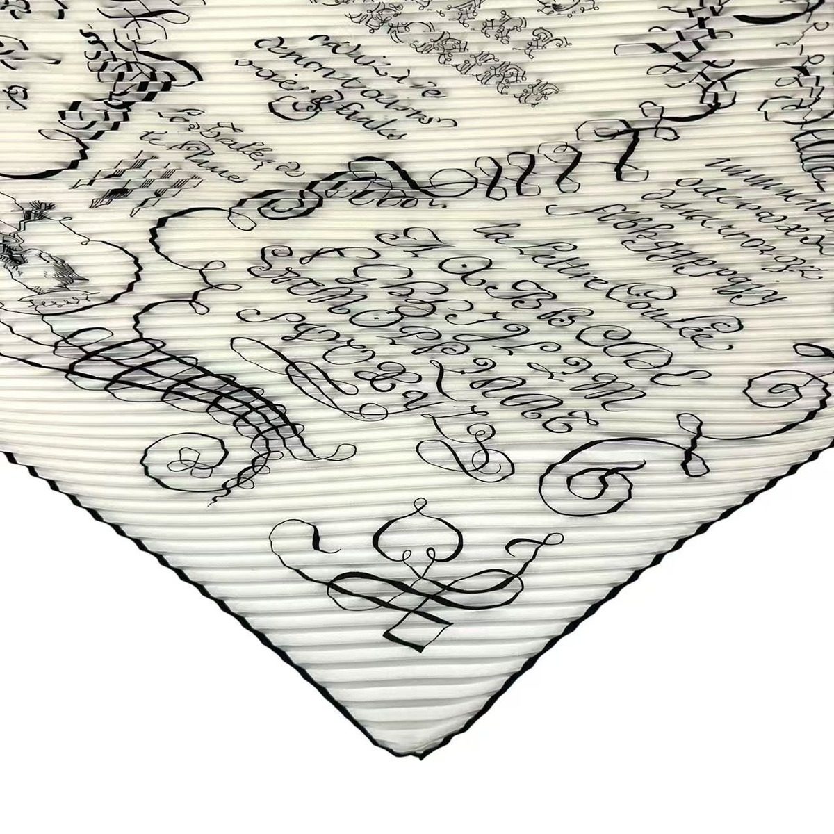 Hermes Scarf Silk Pleats Lart Decrire Art of Calligraphy White — view 5