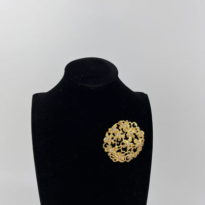 Saint Laurent Yves Brooch Gold Vintage