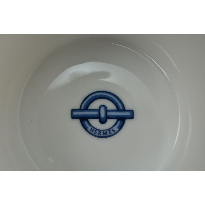 Hermes Set Of 2 Cups And Saucers Pottery Chaine D'ancre Blue White — view 4