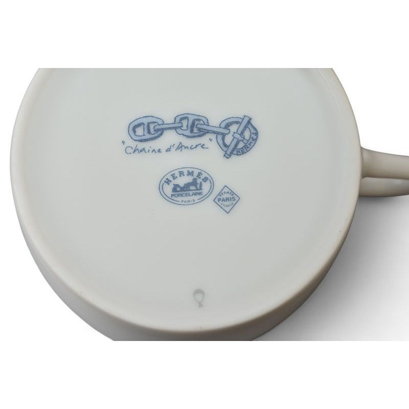 Hermes Set Of 2 Cups And Saucers Pottery Chaine D'ancre Blue White — view 5