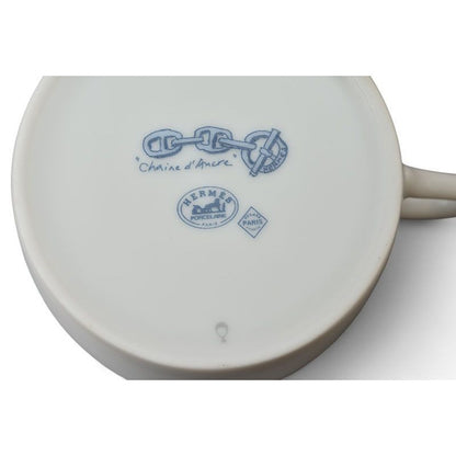 Hermes Set Of 2 Cups And Saucers Pottery Chaine D'ancre Blue White — view 5
