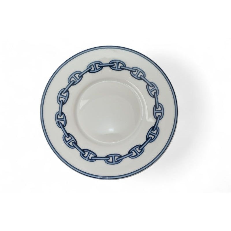 Hermes Set Of 2 Cups And Saucers Pottery Chaine D'ancre Blue White — view 7