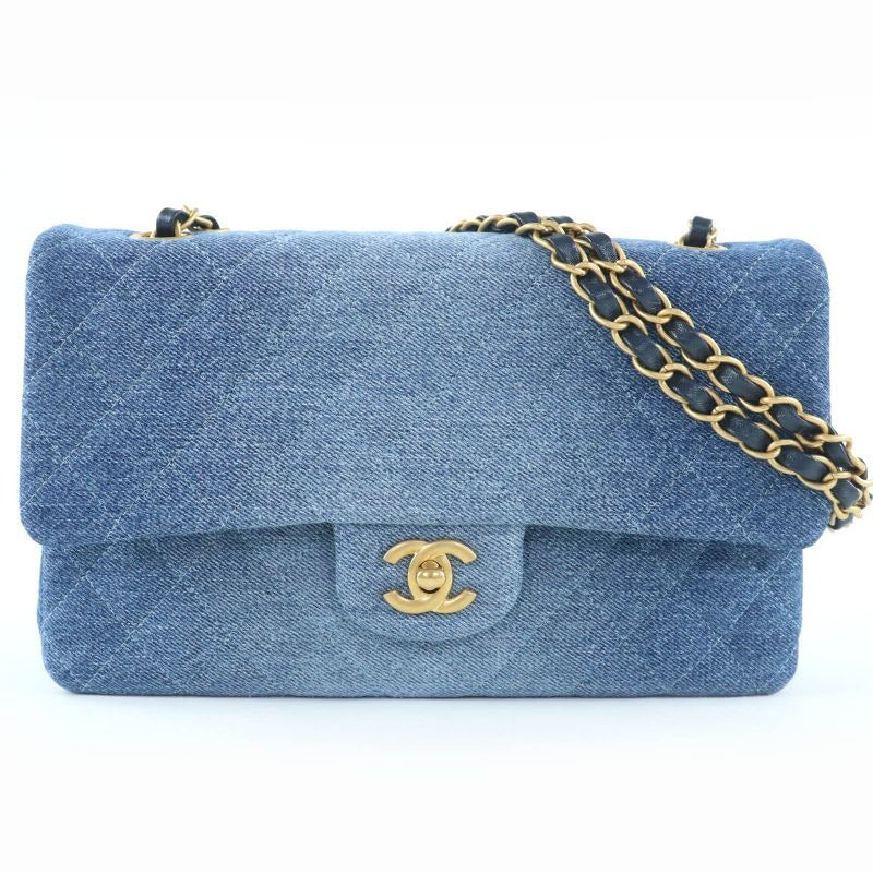 Chanel Quilted 25 Double Flap Denim Gradation W Chain
