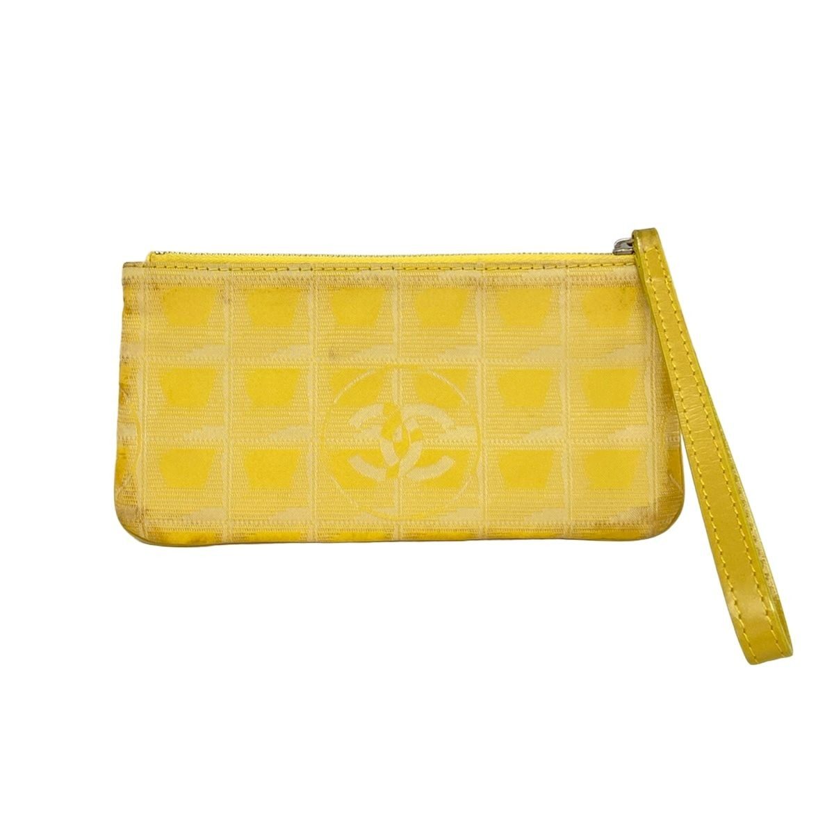 Chanel Pouch New Travel Line Yellow Ivory Leather