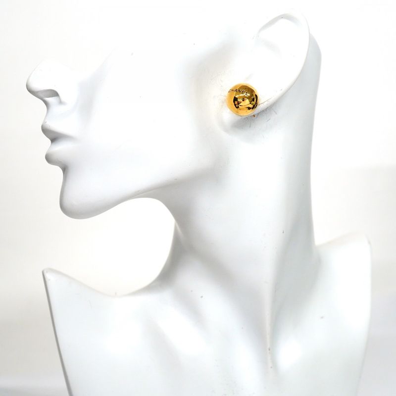 Chanel Earrings Vintage Chanel Logo Ball GP Plated Gold Ladies