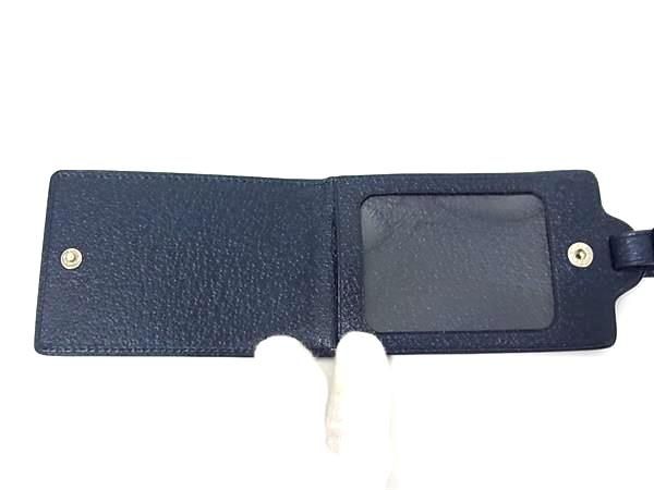 Bvlgari Leather Name Tag Name Holder Bag Charm Women's Men's Navy